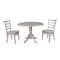 International Concepts Square 42 in Dual Drop Leaf Table with 2 Emily Side Chairs, Washed Gray Taupe, 42 W, 42 L, Wood K09-42DP-C617P - alternate 1